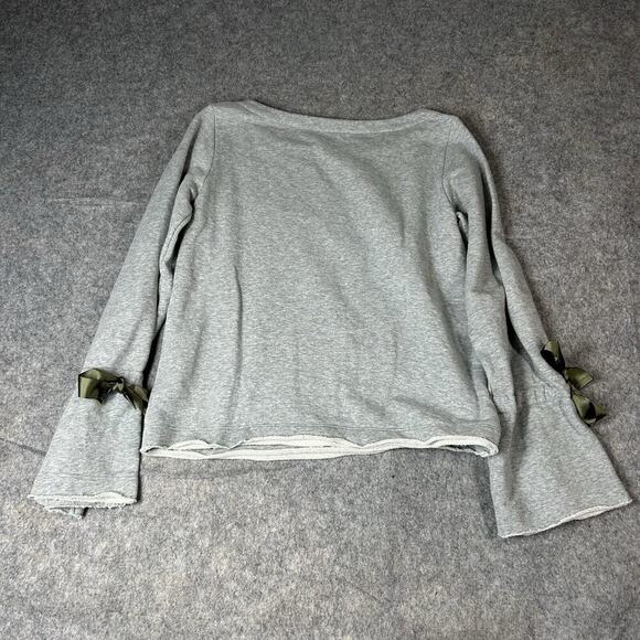Sisley Sweater Womens Small Gray Bow Bell Sleeve Heather Gray Sweatshirt - Picture 8 of 9
